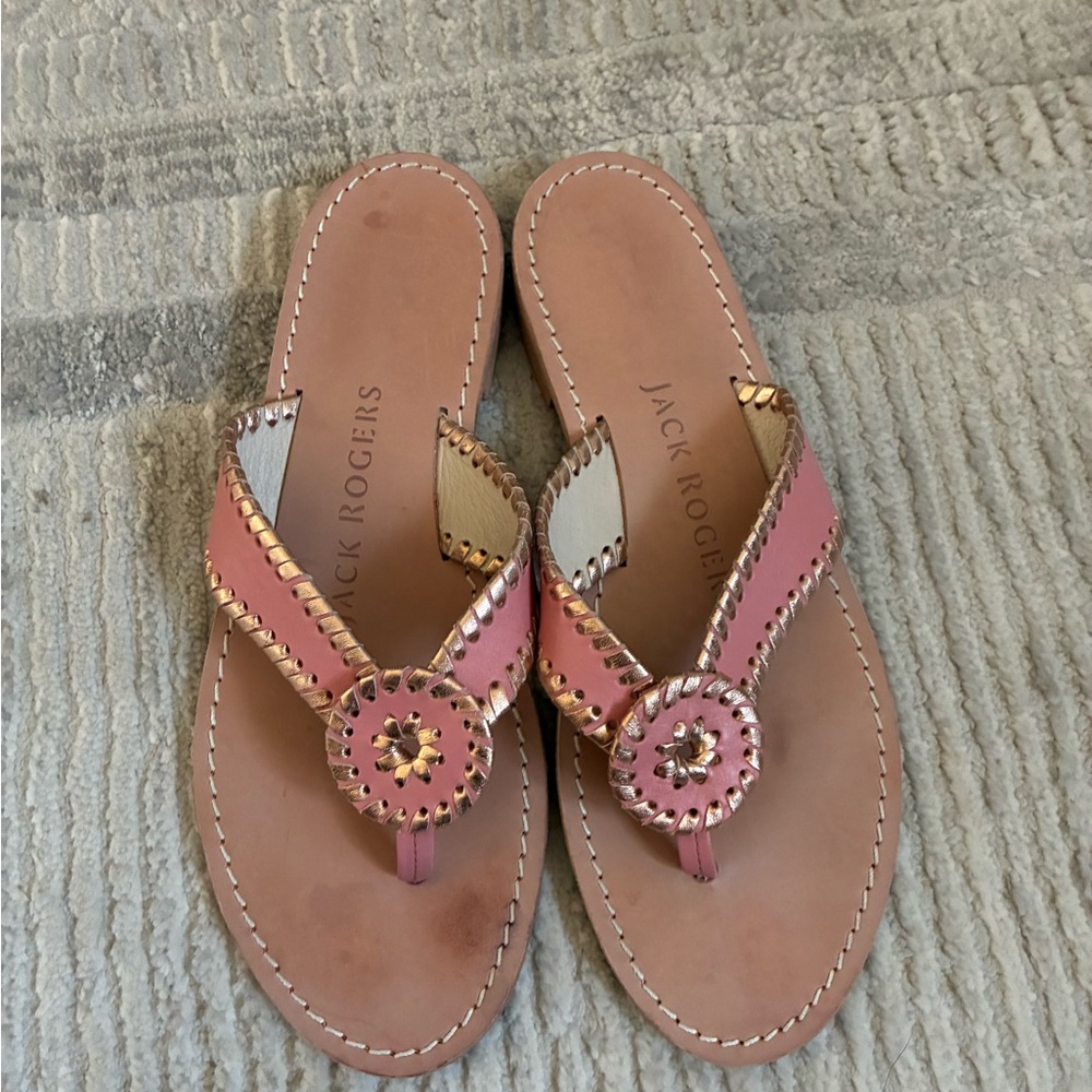 Jack Rogers Ro Leather Sandal in Pink and Rose Gold - Picture 2 of 5